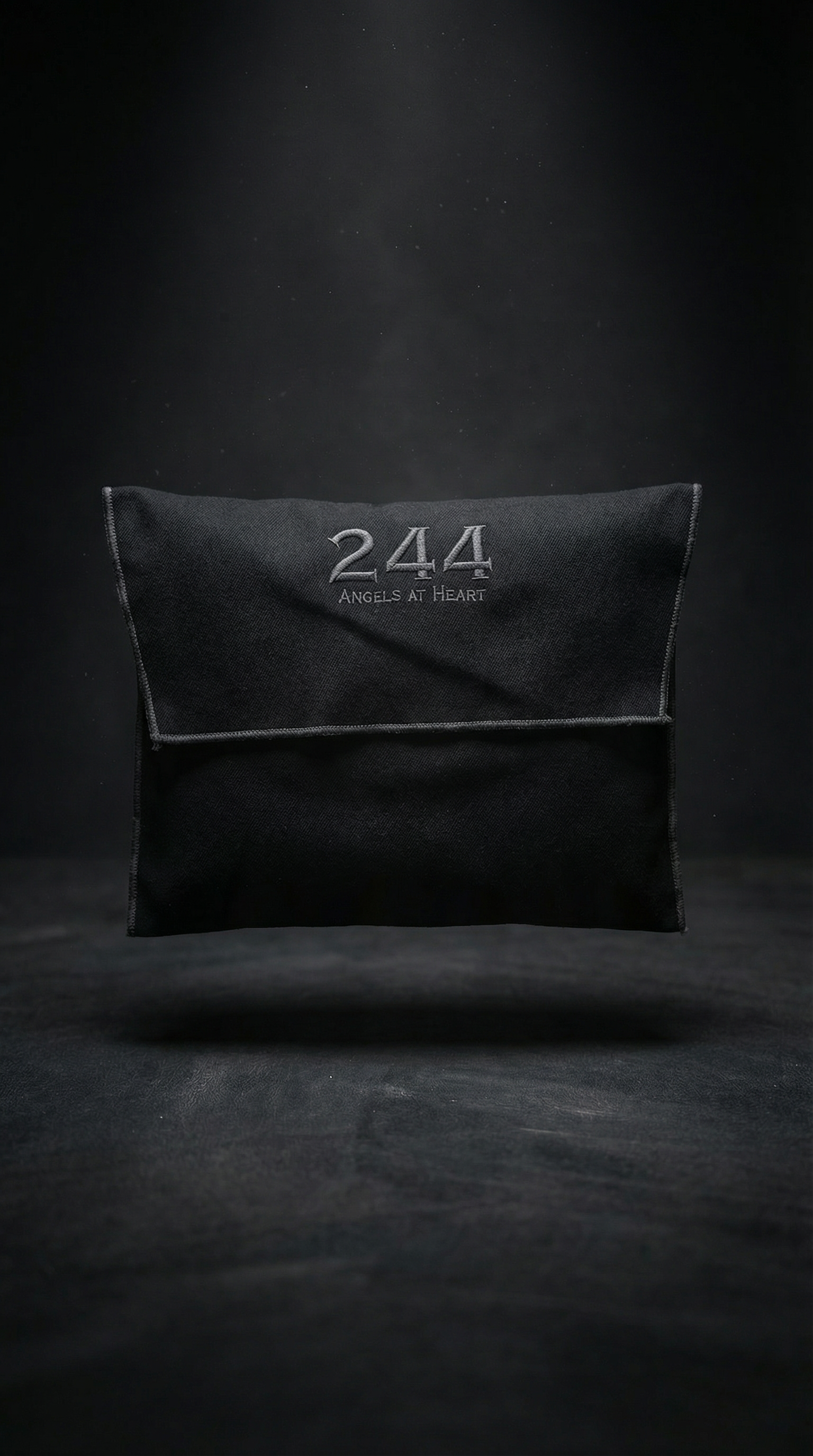 244 angels at heart black cotton envelope pants packaging with dark grey stiching