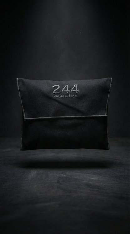 244 angels at heart black cotton envelope pants packaging with dark grey stiching